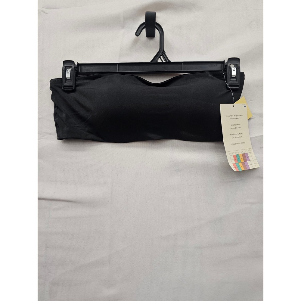 True & Co Black Convertible Bandeau Bra Wirefree Removable Pads XL TR14957T010